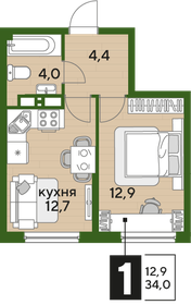 34 м², 1-комнатная квартира 8 183 800 ₽ - изображение 5