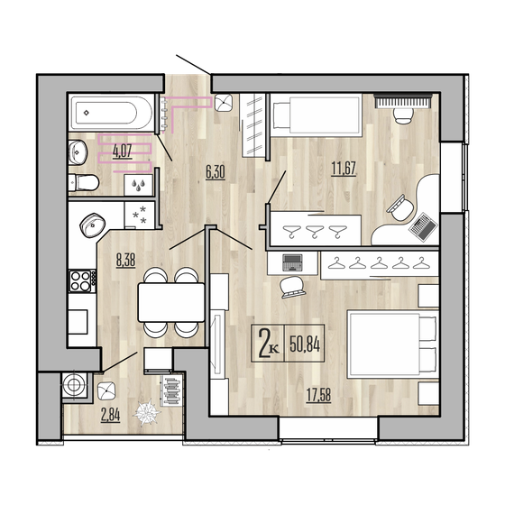 50,8 м², 2-комнатная квартира 4 101 860 ₽ - изображение 1
