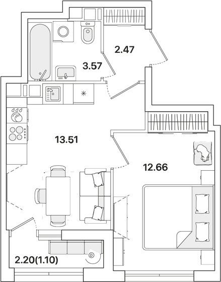 33,3 м², 1-комнатная квартира 8 912 134 ₽ - изображение 24