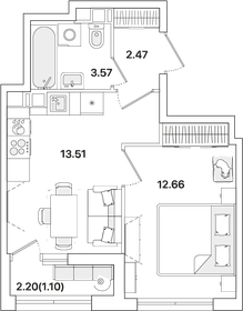 33,3 м², 1-комнатная квартира 8 912 134 ₽ - изображение 1