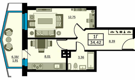 37 м², 1-комнатная квартира 4 600 000 ₽ - изображение 54
