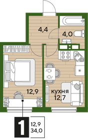 34 м², 1-комнатная квартира 8 183 800 ₽ - изображение 10