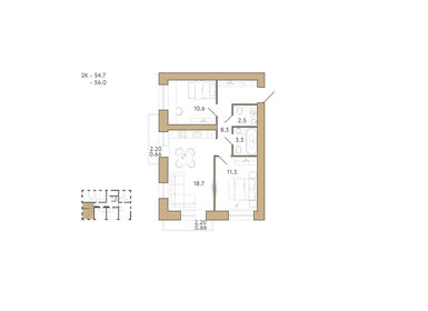 57 м², 2-комнатная квартира 6 555 000 ₽ - изображение 19