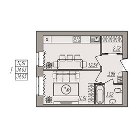 34,8 м², 1-комнатная квартира 4 590 960 ₽ - изображение 14