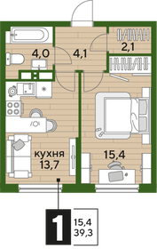 39,3 м², 1-комнатная квартира 5 533 440 ₽ - изображение 10