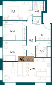 Квартира 92,1 м², 4-комнатная - изображение 1