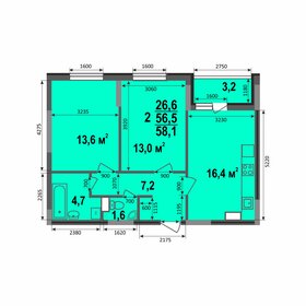 Квартира 58,1 м², 2-комнатная - изображение 1