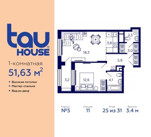 Квартира 51,6 м², 1-комнатная - изображение 1