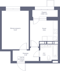 35,8 м², 1-комнатная квартира 8 622 980 ₽ - изображение 76