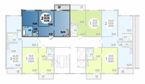 Квартира 58 м², 2-комнатная - изображение 1