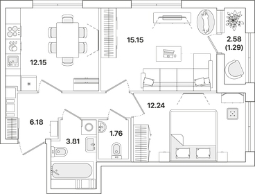 52 м², 2-комнатная квартира 12 100 000 ₽ - изображение 63