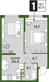 47,9 м², 1-комнатная квартира 8 765 700 ₽ - изображение 5