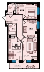 74,4 м², 3-комнатная квартира 13 168 800 ₽ - изображение 43