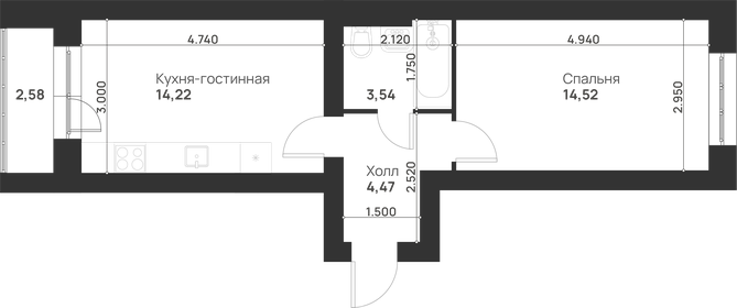 40 м², 1-комнатная квартира 3 500 000 ₽ - изображение 64