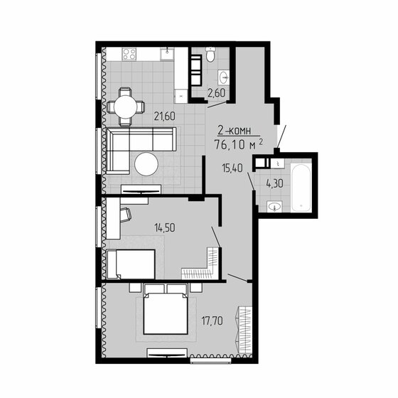 76 м², 2-комнатная квартира 17 480 000 ₽ - изображение 1