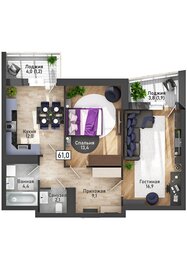 57,4 м², 2-комнатная квартира 6 550 000 ₽ - изображение 64