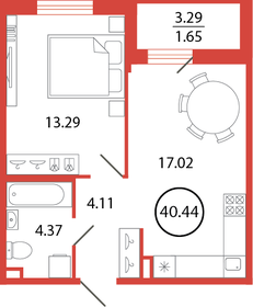 40,1 м², 1-комнатная квартира 7 075 404 ₽ - изображение 12