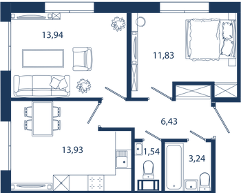 51,2 м², 2-комнатная квартира 5 324 400 ₽ - изображение 3
