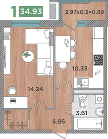 37,8 м², 1-комнатная квартира 4 495 820 ₽ - изображение 40