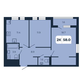 58 м², 2-комнатная квартира 6 670 000 ₽ - изображение 28