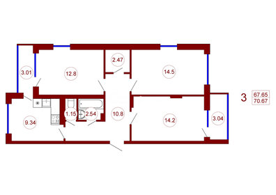 77 м², 3-комнатная квартира 6 500 000 ₽ - изображение 67