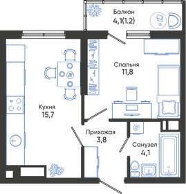 Квартира 36,6 м², 1-комнатная - изображение 1
