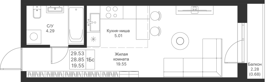 25 м², квартира-студия 5 750 000 ₽ - изображение 11