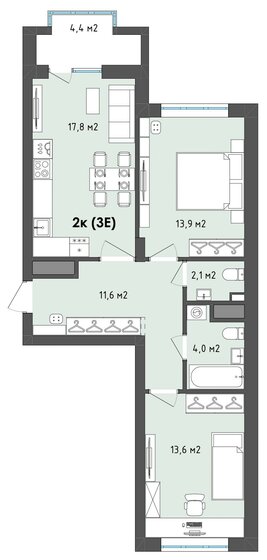 65,2 м², 2-комнатная квартира 8 102 404 ₽ - изображение 1