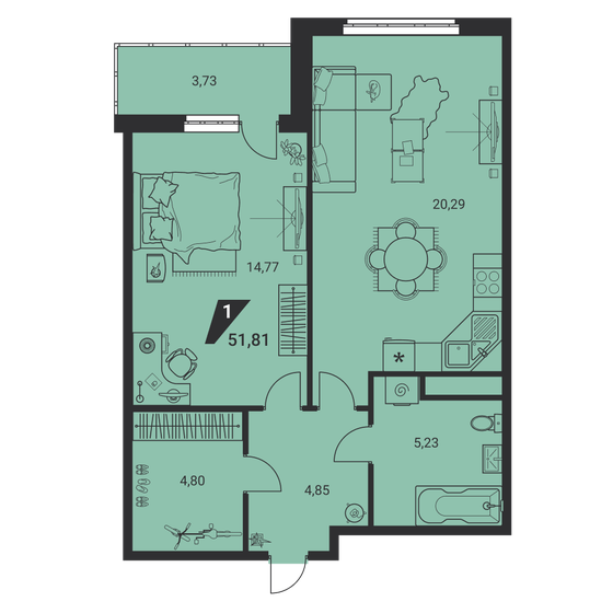 59,4 м², 3-комнатная квартира 6 450 000 ₽ - изображение 108