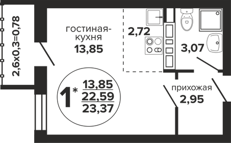 24,8 м², квартира-студия 3 500 000 ₽ - изображение 76