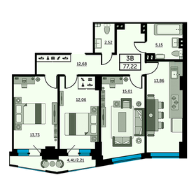 76,8 м², 3-комнатная квартира 12 748 800 ₽ - изображение 21