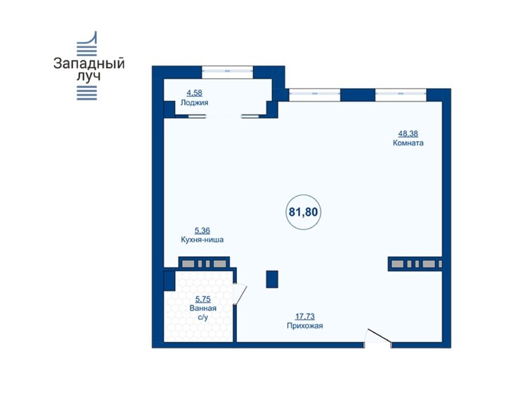 81,8 м², 3-комнатная квартира 10 143 200 ₽ - изображение 1