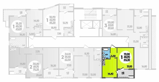 Квартира 44,3 м², 1-комнатная - изображение 1