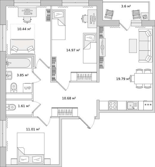 76 м², 3-комнатная квартира 13 601 438 ₽ - изображение 17