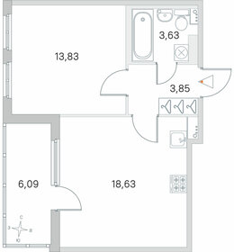 Квартира 43 м², 1-комнатная - изображение 1