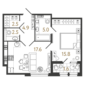 37,8 м², 1-комнатная квартира 16 800 000 ₽ - изображение 85