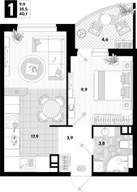 37 м², 1-комнатная квартира 5 700 000 ₽ - изображение 62