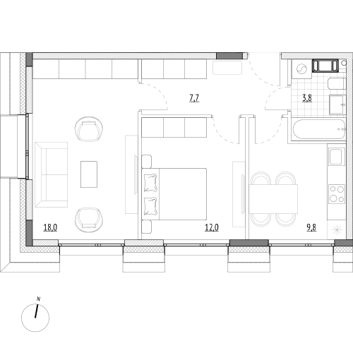 51,3 м², 2-комнатные апартаменты 8 977 500 ₽ - изображение 1