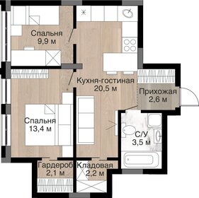 54 м², 3-комнатная квартира 7 500 000 ₽ - изображение 80