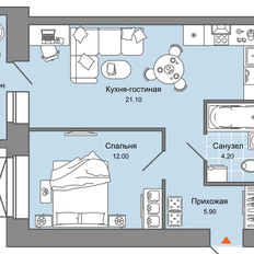 Квартира 44 м², 2-комнатная - изображение 2