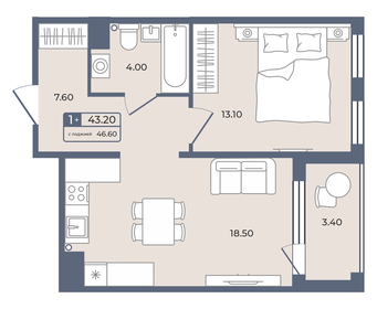 42,7 м², 1-комнатная квартира 3 590 000 ₽ - изображение 131