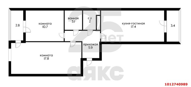 Квартира 56,5 м², 2-комнатная - изображение 1