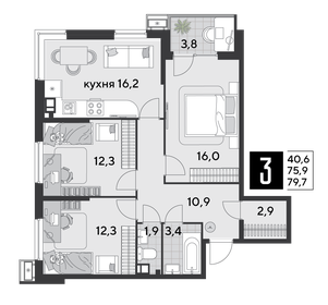 78,2 м², 3-комнатная квартира 9 302 230 ₽ - изображение 22