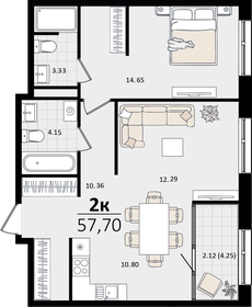 55 м², 2-комнатная квартира 16 865 432 ₽ - изображение 15