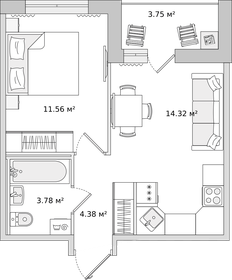 31,7 м², 1-комнатная квартира 7 490 000 ₽ - изображение 27