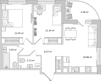 61 м², 2-комнатная квартира 14 200 000 ₽ - изображение 1