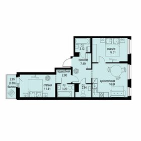 Квартира 60,5 м², 2-комнатная - изображение 1