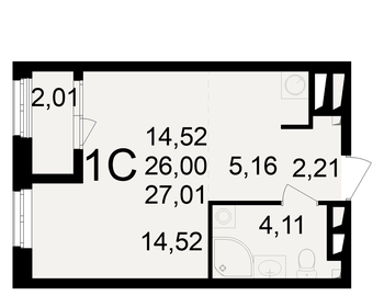 Квартира 27 м², студия - изображение 1