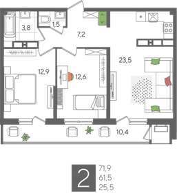 87,9 м², 2-комнатная квартира 21 104 790 ₽ - изображение 15