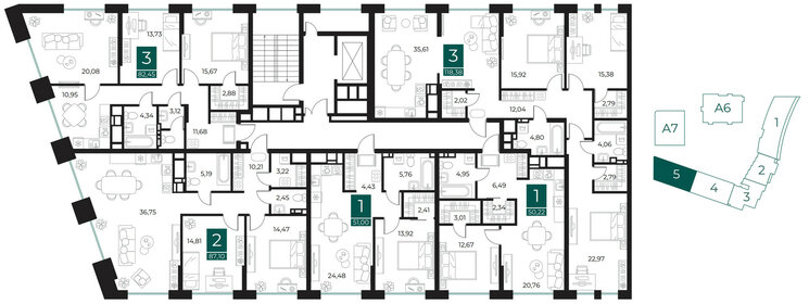 45,4 м², 1-комнатная квартира 8 620 300 ₽ - изображение 27